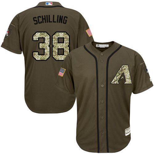 Diamondbacks #38 Curt Schilling Green Salute to Service Stitched Youth MLB Jersey